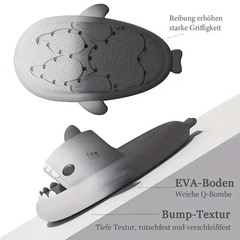 Men's Cute Shark Slides, Casual Non Slip Slippers, Open Toe Shoes For Indoor Outdoor Beach Shower, Spring And Summer Men's Cute Shark Slides, Casual Non Slip Slippers, Open Toe Shoes For Indoor Outdoor Beach Shower, Spring And Summer