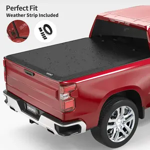 YITAMOTOR Quad Fold Tonneau Cover Soft Four Fold Truck Bed Covers Compatible with 2015-2025 Ford F-150 F150 5.5 Feet Bed High-Quality Fabric Warrenty Included Car Protector