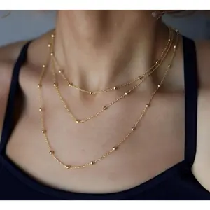 Gold Filled  Ball Bead Necklace, waterproof.