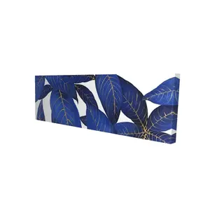 212 MAIN 16x48 in High-Def Artistic Abstract Leaf Wall Print - Minimalist Modern Blue Nature Burst Artwork, Gift for Exotic Bedroom Home Decor