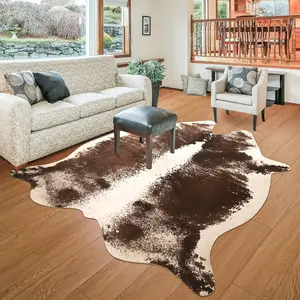 Premium Western Faux Cowhide Area Rug , Luxury Animal Cow Print Carpet | Living Room, Home Office, Bedroom & Fireplace Mats | Christmas/New Year Wall & Floor Decor