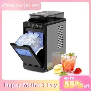 Mother's Day Gift | Kismile Countertop Ice Makers, 8 Bullet ICES in 6 Mins, 26lbs/24Hrs, 2 Ice Sizes, Self-Cleaning Portable Ice Maker Machine with Touch Display Blue Light for Home/Office/Bar, 1.1lb Storage