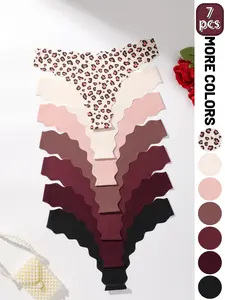 Women's Thong Panties, Seamless Garments, Comfortable Breathable Shell Design, Wave Pattern, Suitable for All Seasons & Yoga Wear