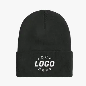 Custom Embroidery Beanie Hat Black with White Embroidery Premium Knit Material Personalized Style for Everyone