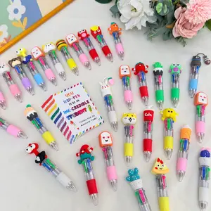 Animal Pens Gift with Card Cute 30set Mini Multicolor Pens 4 in 1 Cartoon Ballpoint Pens and Positive Cards Lion Elephant Tiger Monkey Rabbit Cow Frog Ballpoint Pen Gift for End of Year Student Gifts from Teacher, Back to School Gift for Classroom
