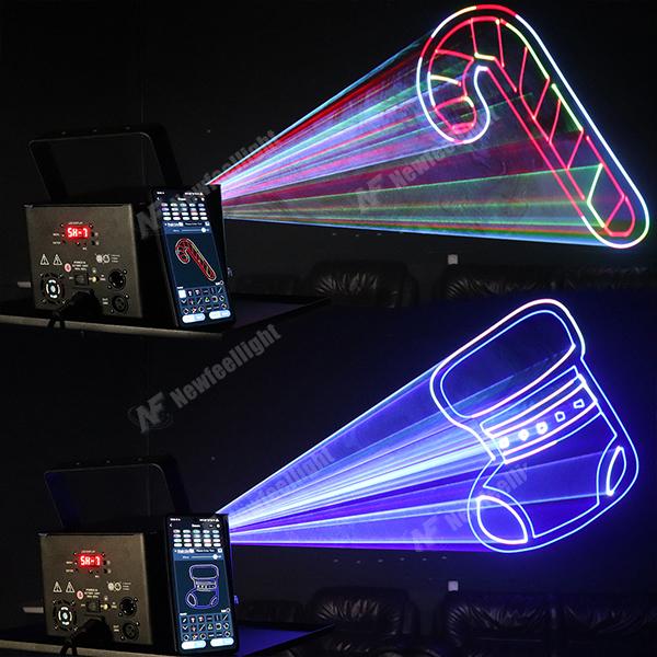 Dj bar Beam Light 5W Laser RGB Full Color 3D Animation DMX512 Sound Activated Control Party Lights for Club Birthday Bar Disco Concert