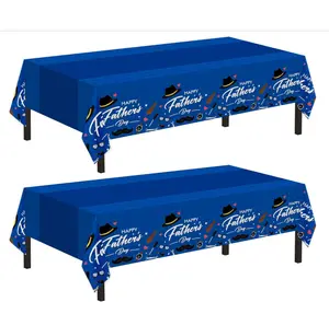 2 Pack Fathers Day Tablecloth,54" x 108" Plastic Disposable Table Covers for Rectangle,Fathers Day Decorations for Party Supplies,Plastic Party Table Cloth for Home Dinner Picnic Buffet Tables