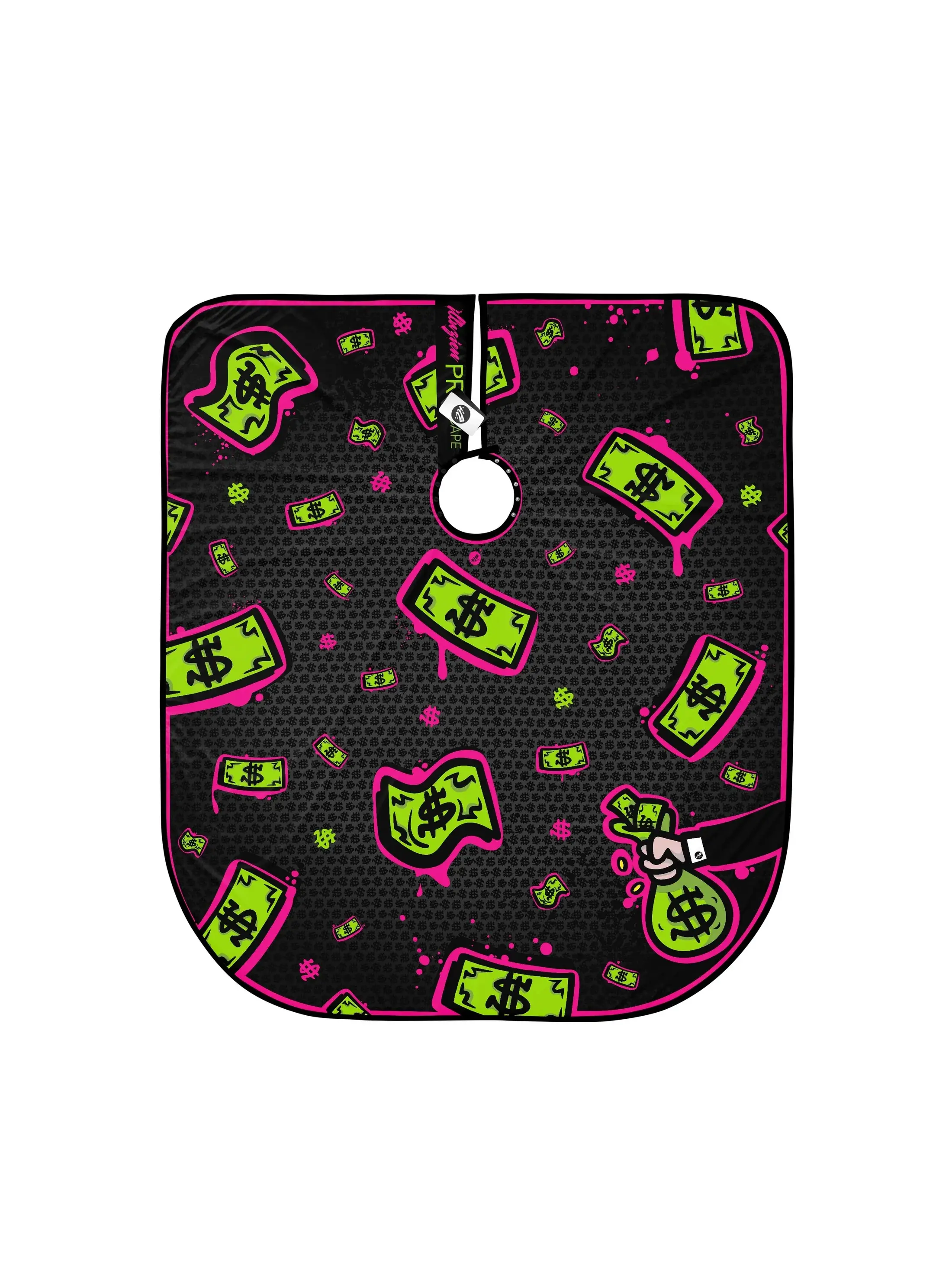 Big Money PRO Barber Cape – Black Neon Money Print Professional Haircut Cape, Lightweight Breathable Hair-Repellent Salon Cutting Cover with Adjustable Snap Neck for Barbers and Stylists