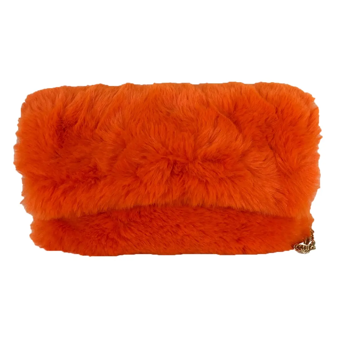 Alex Max Charlotte Convertible Shoulder Clutch Women's Handbags, Orange Faux Fur Evening Bag with Removable Hands-Free Chain, Removable Chain