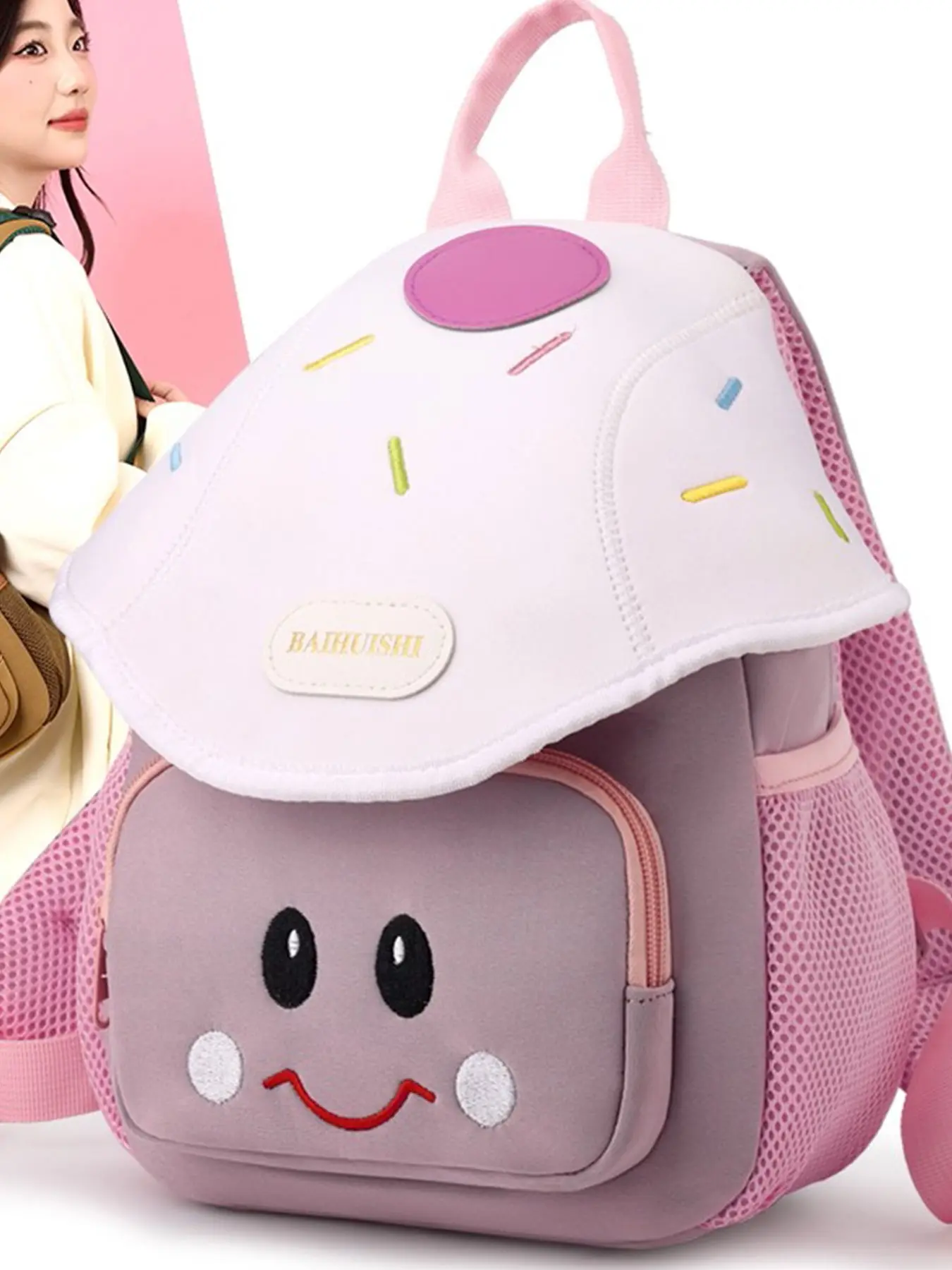 Cute and Fashionable 3D Mushroom Shape Backpack, Soft and Comfortable, Cartoon Style, Perfect for Travel, Shopping, Daily Use