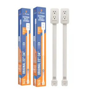 Two-Pack EZ Outlet Electrical Outlet Extender.  Access Hard-to-Reach Outlets! Extends 22-34", USB-A & USB-C Ports, Phone Charging Ledge, ETL Listed.  Socket Plug