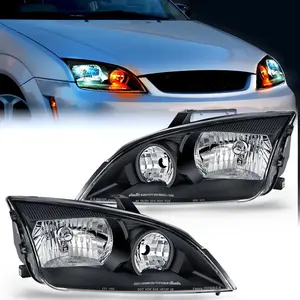 Nilight 2005 2006 2007 Ford Focus Headlight Assembly Black Housing Clear Reflector Clear Lens