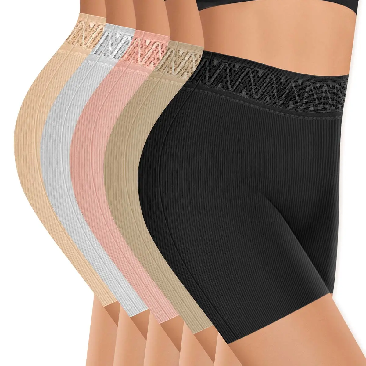 Morelect Women's 5-Pack High Waist Briefs, Quick-Dry Casual Underwear with Tummy Control, Figure-Flattering Stretch Fabric for Layering, M, Mother's Day Gift, Clothes Products, Boy Shorts, Basic, Panties, Boyshorts, Lady, Full Coverage, Active, Body Conto