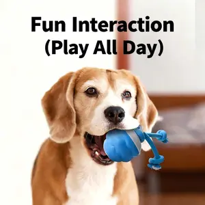 Dog Toy Ball Rechargeable Dog Toy with Chew Rope, High-Quality Rope Knot, Replaceable Rope for Longer Use