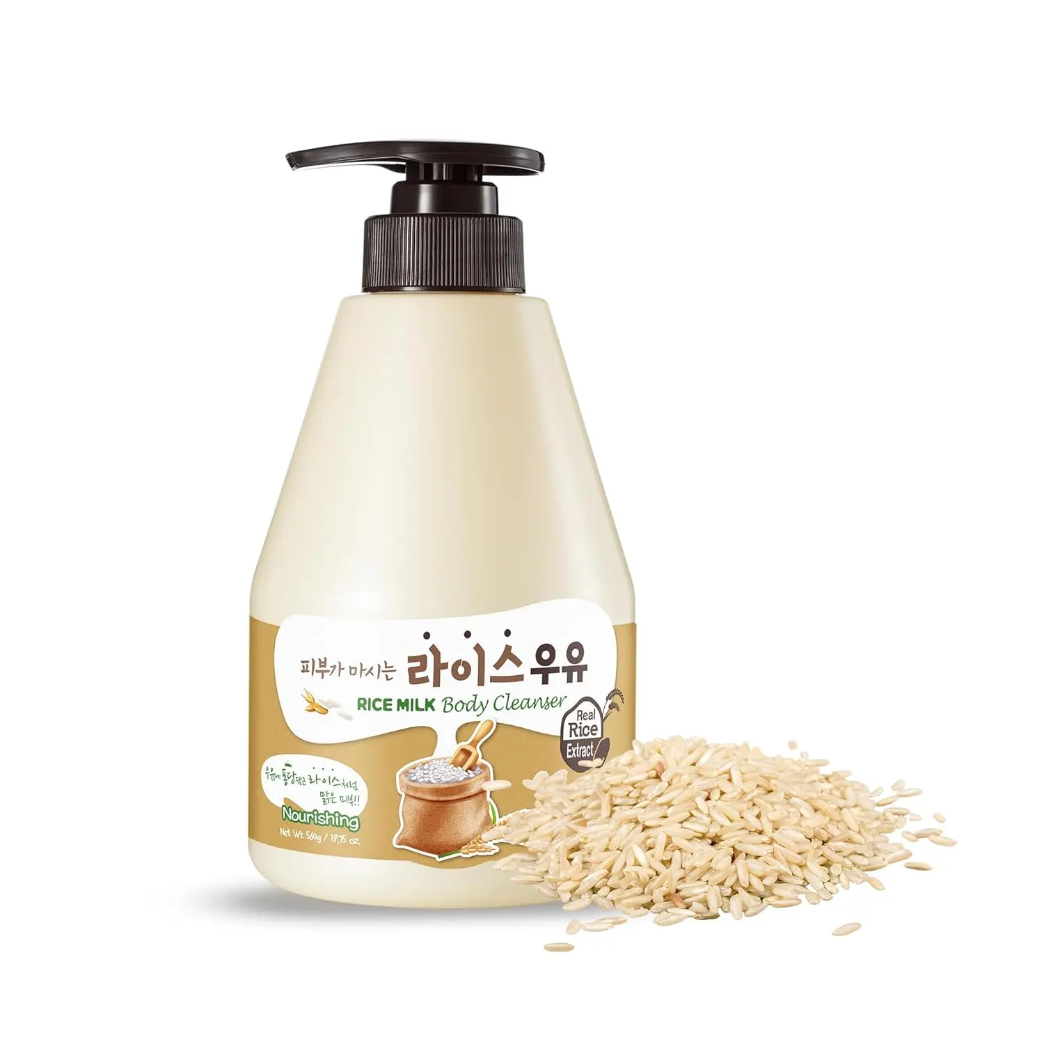 Kwailnara Rice Milk Body Wash – Korean Body Wash With Rice Extract for Brightened & Deeply Hydrated Skin 560g / 19.75 fl oz.