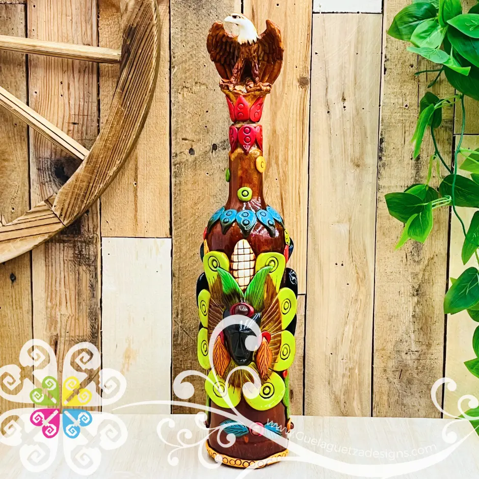Large Warrior Glass Bottle Container - Epoxy Clay Tequila Glass Bottle