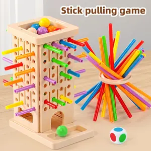 Parent-Child Interactive Wooden Sticks Stick Pulling Game Children Dual Player Space Thinking Training Puzzle Toy, Educational Fun for Kids