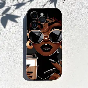 Beautiful Woman Pattern Phone Case , Soft Silicone, Fully Protected and Shockproof Cover For iPhone 17 16 15 Pro Max 14 13 12 11 X Plus Sitka Cool Air