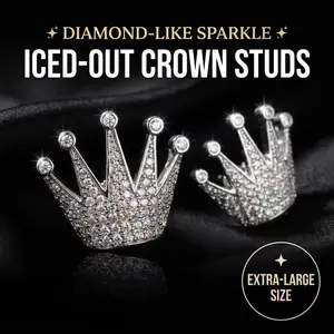 Fairy Tale Crown CZ Studs | Unique Bedazzled Design | Trendy Statement Earrings Cubic Zirconia Hypoallergenic Elegant