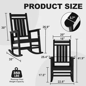 Oversized Rocking Chairs for Outside, All Weather Resistant Plastic Rocker, High Back Porch Rocker Chair, Heavy Duty Patio Rocking Chairs
