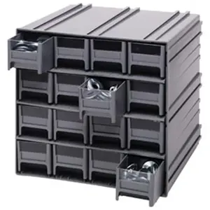 212 MAIN Interlocking Modular Storage Cabinet - 16 Drawers with Label Holders & Recessed Handles, 11.75x11.37x11" Pre-Drilled Wall-Mountable Unit for Small Textiles & Sewing Supplies Organization