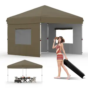 Heavy Duty 10x10 Pop Up Canopy Tent – Commercial Outdoor Quick Shelter with 3 Removable Sidewalls – Easy One-Person Setup – Waterproof Sun Shade for Patio, Garden, Camping, Events