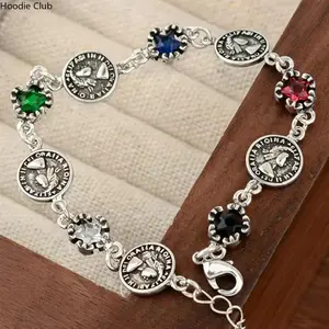 New Arrival Vintage Queen Portrait Coin Bracelet, Shining Silver Crystal Inlay, Elegant Retro  for Women unisex festival gift good luck light luxury  gift couples jewelry dark aesthetic Folding Pocket Multi-Tool with Line Cutter knee pain relief pre cut
