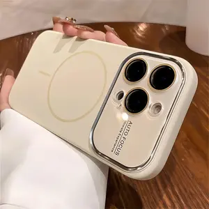 New Liquid Magnetic Phone Case with Glass Mirror Surface, Wireless Charging Compatible, Shockproof Protective Cover For iPhone 13 14 15 16 17 Pro Max