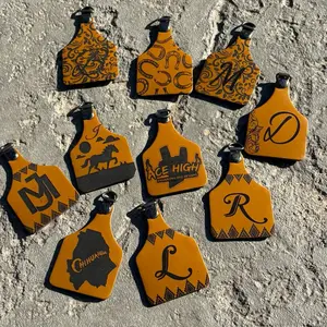 Cattle Tag Leather Keychains - Authentic Cow Theme Design, Durable Leather Material, Perfect for Collectors and Lovers