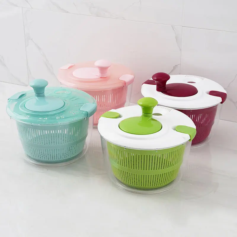 Large Salad Spinner With Lid Vegetable Washer Dryer, Fruit Strainer, Kitchen Colander Basket, Easy Wash Food Prep Tool For Home Kitchen Random Color