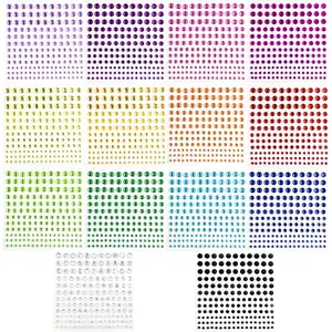 2310 PCS Self Adhesive Rhinestone Gem Stickers for Face Nail Body Makeup Festival, 4 Size 14 Sheets Bling Jewels Stickers Earrings for DIY Kids Craft Card Decorations