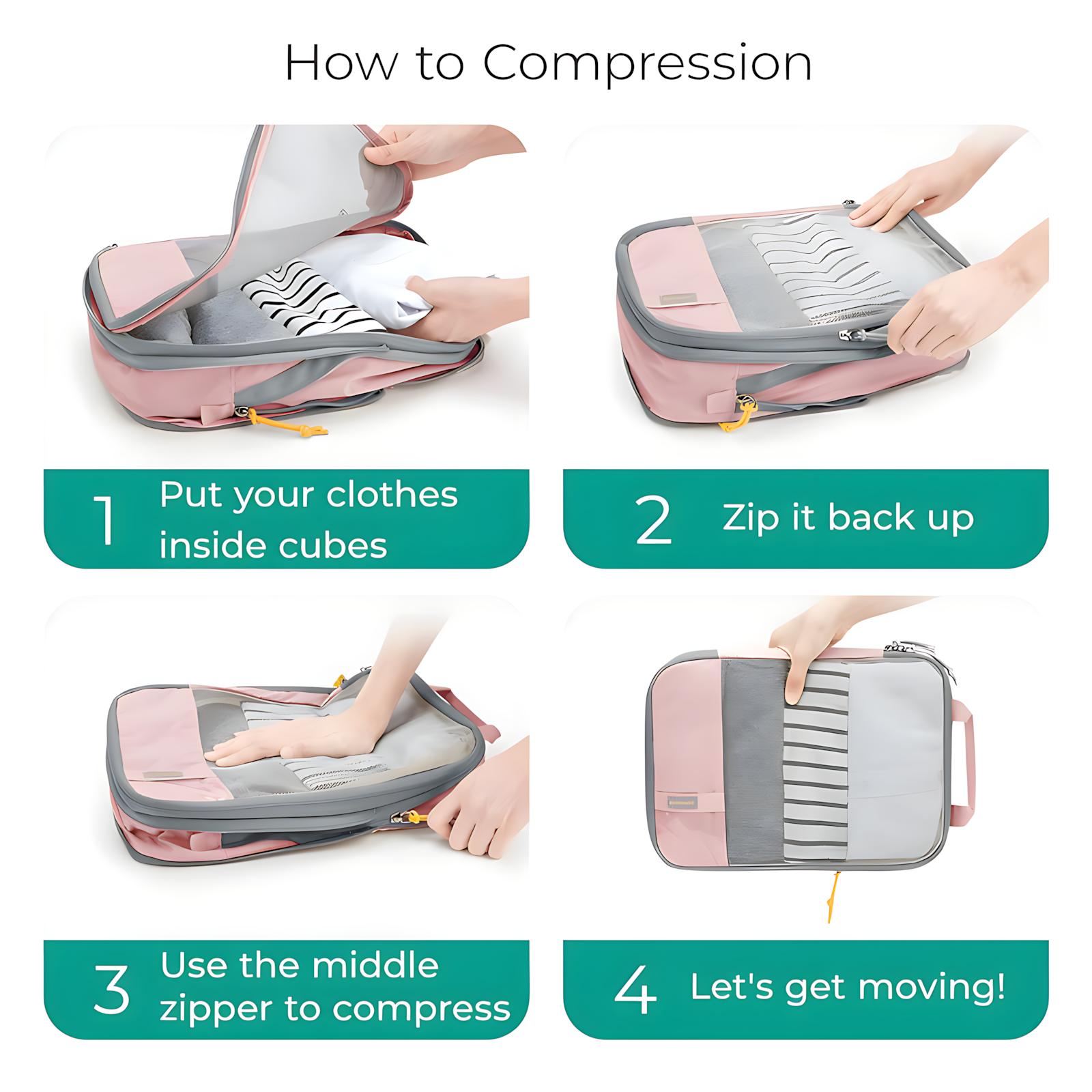 6-Piece Compression Packing Cubes for Suitcases, Polyester Travel Luggage Organizers, Multifunctional Storage Bags for Travel & Party Activity Supplies