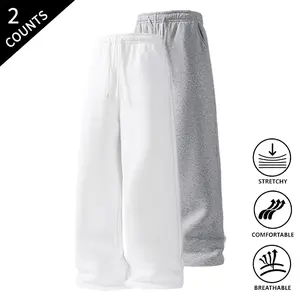 2-Pack Men’s Soft Casual Sweatpants, Comfortable Elastic Waist Pants for Men