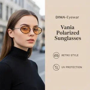 DIMA Eyewear - Vania Sunglasses , Retro Elliptical Polarized Color-Changing Sunglasses ,Intelligent Photochromic Properties, UV400 Protection, Extremely Lightweight and Comfortable, Suitable for both Men and Women