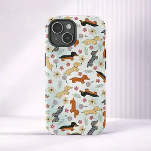 Dachshund Floral Tough Phone Case – Cute Dog Mom Gift Protective Phone Case
