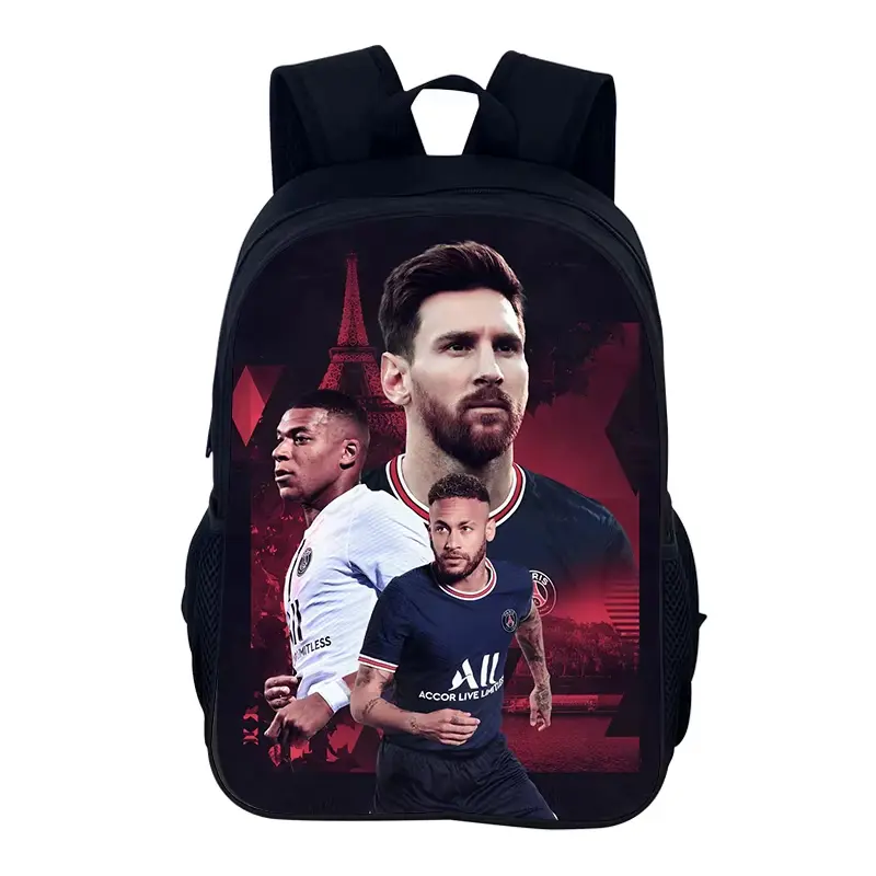 Boys' Football Sports Backpack with M-Mbappé Star Player Prints, Multi-Use Rucksack for School or Sports