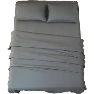Bed Sheet Set Super Soft Microfiber 1800 Thread Count Luxury Egyptian Sheets 16-Inch Deep Pocket Wrinkle Free Hypoallergenic 4 Piece(Queen Dark Grey)