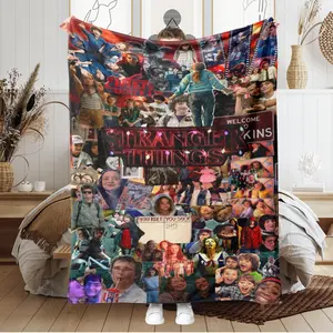 Countdown Sale! Stranger Things Season 5 Patchwork Flannel Blanket, Heavyweight Soft Warm Comfort, Perfect Gift for Netflix Fans
