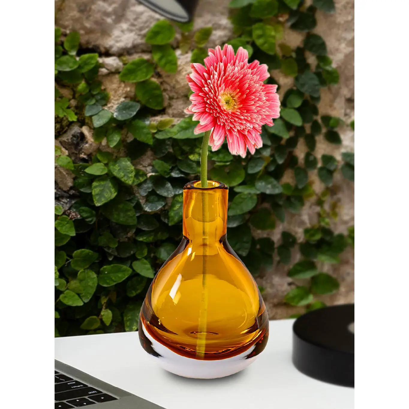 Mini Amber Teardrop Glass Bud Vase Collection