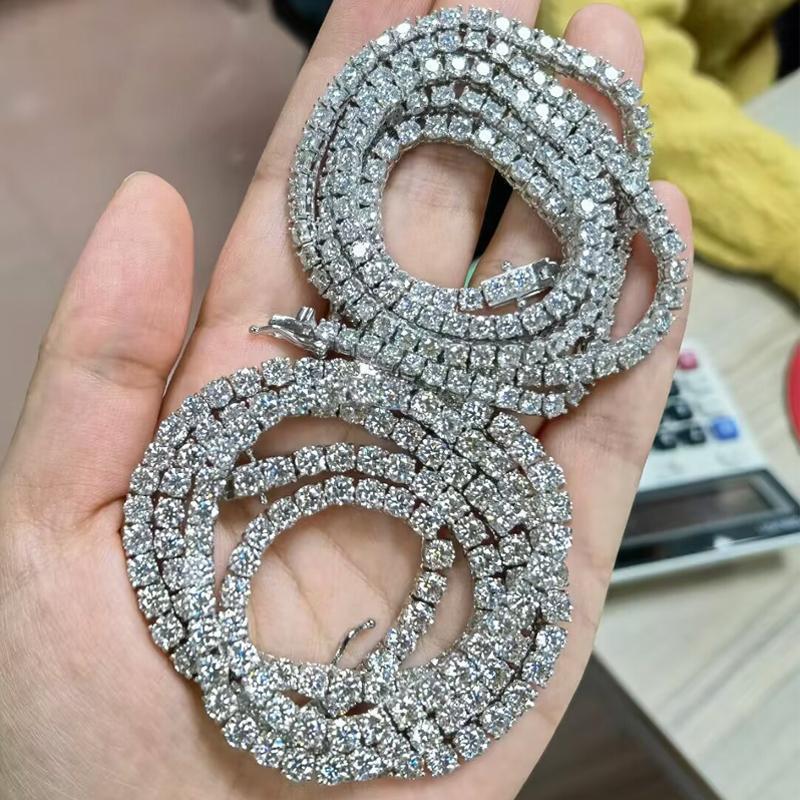 [Big Factory] DJMAX 2-6.5mm Moissanite Tennis Chain For Women Original 925 Sterling Silver Men's Moissanite Bracelets Hip Hop