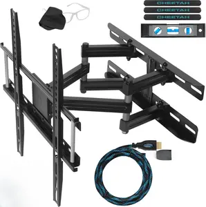 Cheetah APDAM3B Dual Articulating Arm TV Wall Mount fits 32-65" TVs, Newer Displays up to 83", 115lbs VESA 400 and 16" Studs, Low 2.7" Profile Extends to 14", Full Motion Tilt Swivel Mounting Bracket