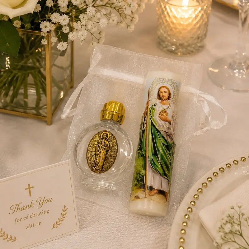 12-Pack Baptism Favors Gift Set - Religious Ceremony Supplies with Holy Water Bottles, Symbolic White Bracelet Set, No Excessive Promotional Flair for Festive Baptism Celebrations
