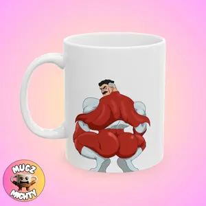Thicc Omniman Invincible Meme Mug Funny Trend Silly Modern Gift Unhinged Coffee Quirky Custom Minimal Art Unique Home Decor Personalized