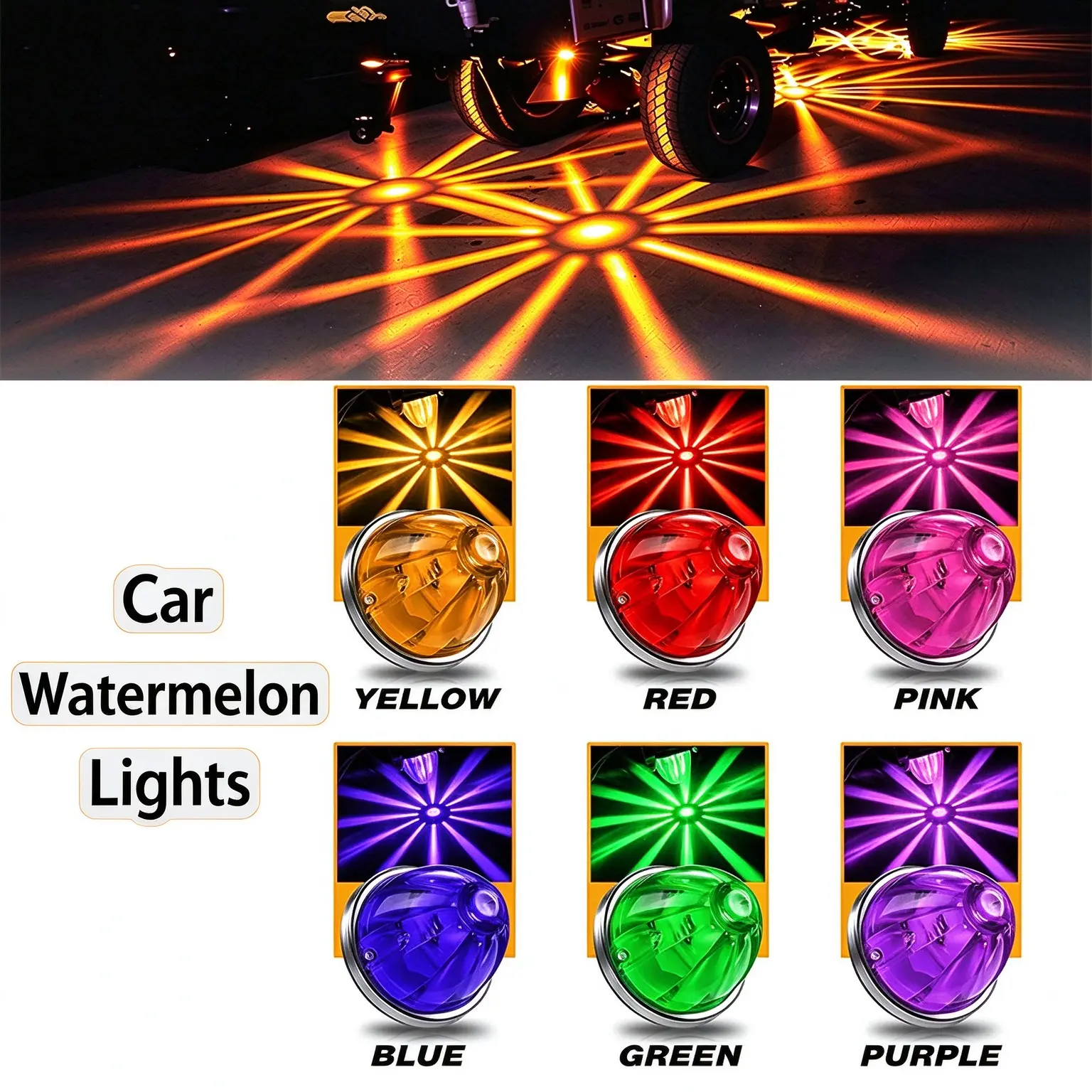 4PCS Watermelon-Style LED Marker Lights Set, Vehicle Side Markers with Steady on Mode, Semi-Bus Van Fit Accessories to Enhance Rear Visibility watermelon light,toolupgrade