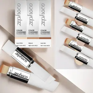 Three-Color Two-In-One Color-Changing Foundation Stick Concealer, Built In Brush Head, Long-Lasting, Lightweight & Hydrating Makeup