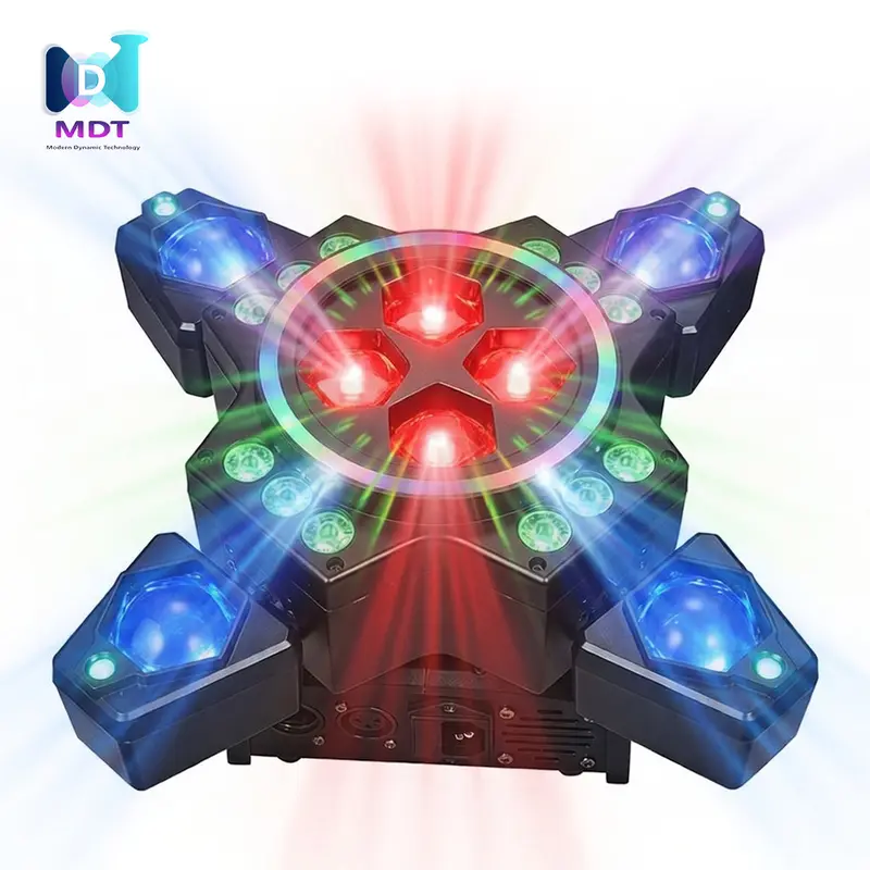 MDT Super 6-IN-1 Moving Head DJ Lights with RGBW 6-Arm Beams, Bee