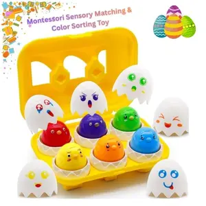 Easter Eggs Toys for Toddlers 1-3 – Montessori Sensory Matching & Color Sorting Toy, Easter Basket Stuffers, Birthday Gift for 1, 2, 3 Year Old Boys & Girls, Shape Sorter Puzzle