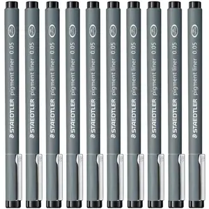 Staedtler 0.05 mm Pigment Liner Fineliner Sketching Drawing Drafting Pens Pack of 10