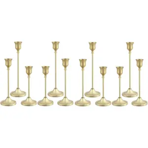 Candlestick Holders 4 Sets(12 Pcs), Gold Candle Holders with Anti-Slip Pad, Metal Taper Candle Holder, Candle Holder for Wedding Fireplace Mantel Housewarming Gift
