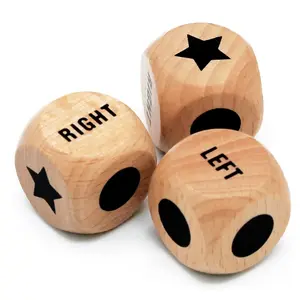 3 Pcs Left Right Center Game Dice Set, 1 Inch Wooden Dice for Family Travel Party Funny Cool Stuff Gadgets